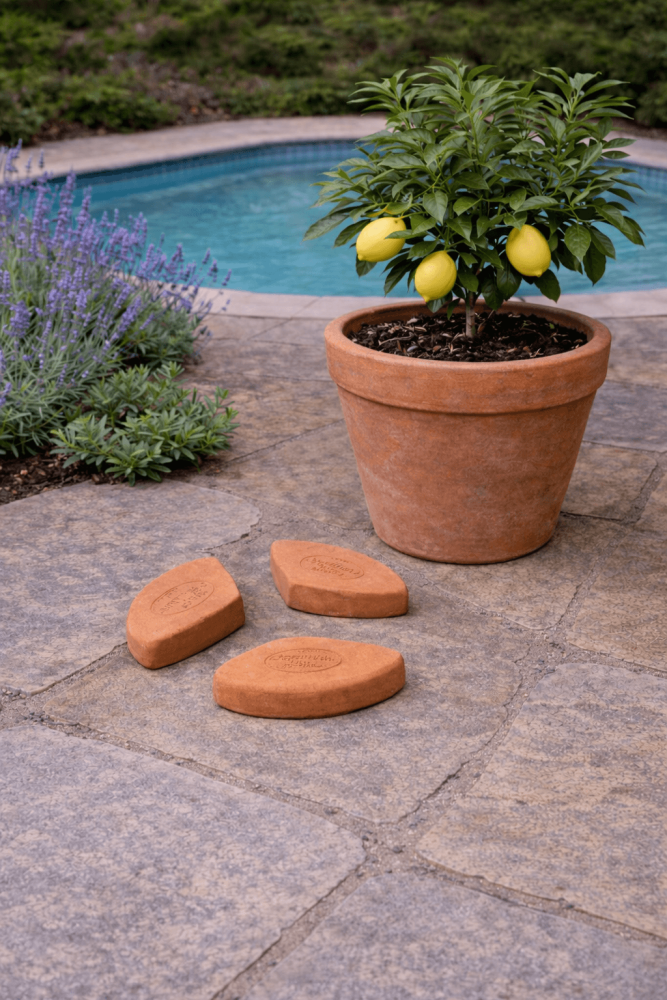 Supporto Triangolo Terracotta – pieds en terre cuite pour pots ronds Impruneta